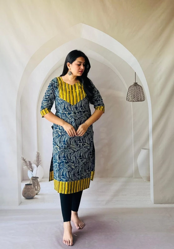 Handblock Print Pure Natural Dye Cotton Straight Kurti