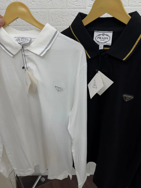 PRADA Super Premium Imported Full Sleeve Polo (Black & White)